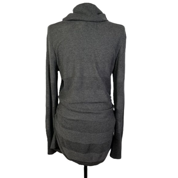 Debbie Morgan Charcoal Gray Cowl Neck Tunic Sweater Long Sleeves Ruched Size L - Picture 4 of 14